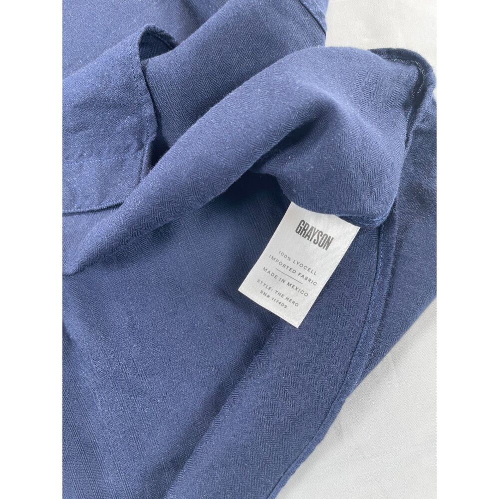 Grayson The Hero Navy Blue Button Down Shirt 05 XL 100% Lyocell Solid Pocket - Picture 8 of 12
